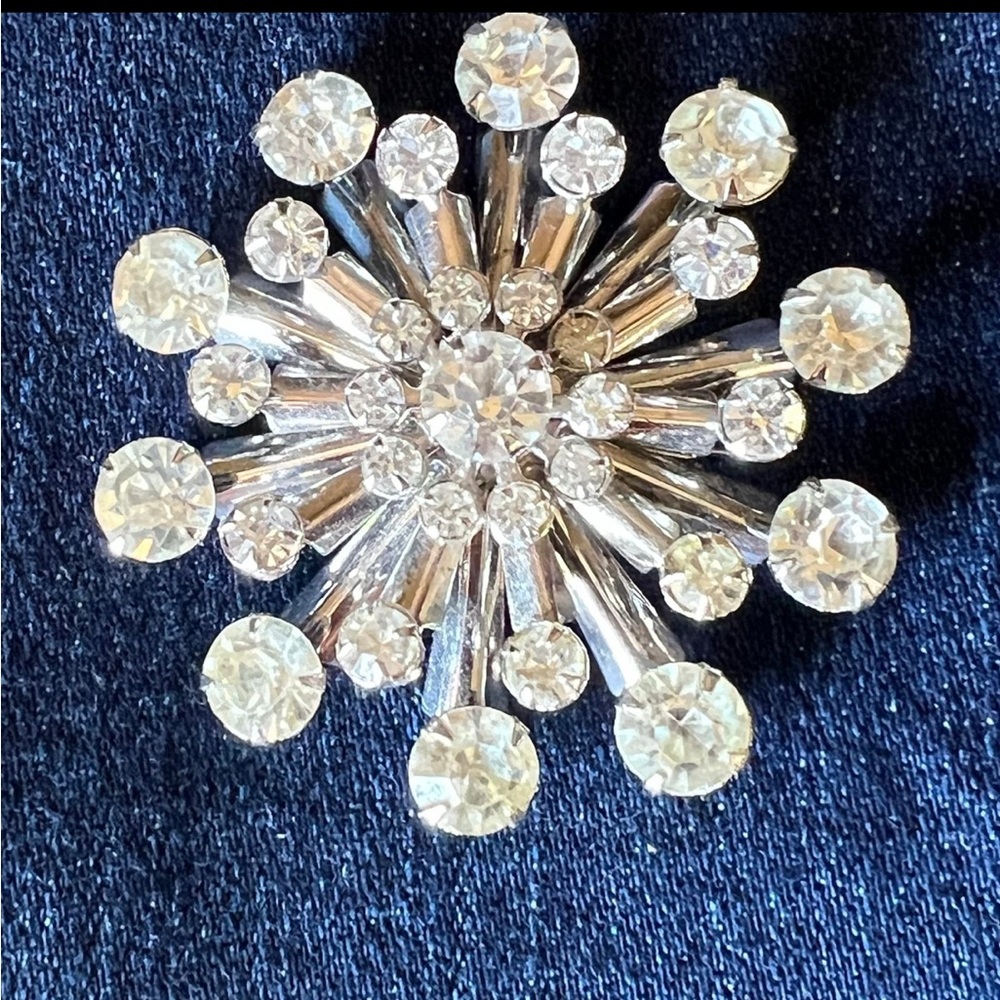 Vintage Crystal Snowflake Brooch